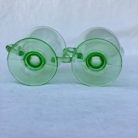 Hazel Atlas Ovide Green Uranium Open Sugar and Creamer - Picture 5 of 9